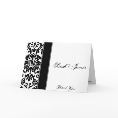 black white and grey damask Wedding thank you Cards by Cards_by_Cathy