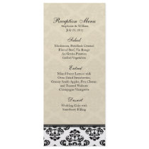 Black White and Ivory Damask Reception Menu