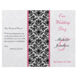 Black, White, and Pink Damask Wedding Program