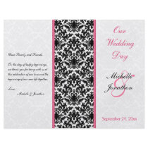 Black, White, and Pink Damask Wedding Program