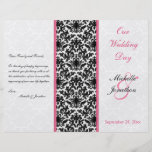 Black, White, and Pink Damask Wedding Program Personalized Flyer
