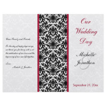 Black, White, and Red Damask Wedding Program