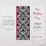 Black, White, and Red Damask Wedding Program Flyer Design