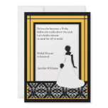 Black, White and Yellow Damask Bridal Shower Custom Announcements