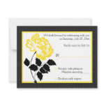 Black, White and Yellow Peony on Linen Reply Card
