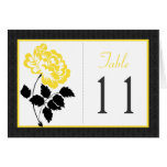 Black, White, and Yellow Peony Table Number Card