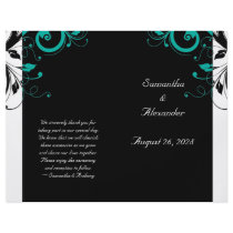 Black White Aqua Reverse Swirl Foldable Program Custom Flyer