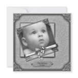 Black White Baby Boy Photo Birth Announcement invitations