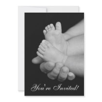 Black & White Baby Feet Baby Shower Invitation
