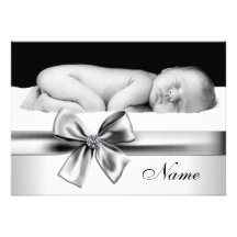 Black White Baby Photo Birth Announcements