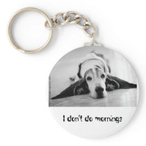 Black & White Basset Hound Keychain