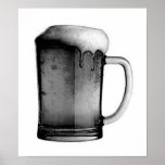 Black & White Beer Mug Poster Print
