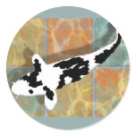 Black & White Bekko Koi in Tiled Pond stickers