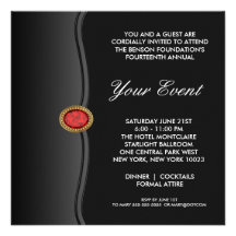 Black White Black Tie Corporate Party Event Personalised Invites