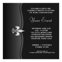 Black White Black Tie Corporate Party Personalized Announcement