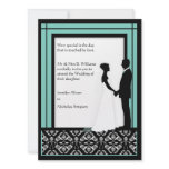 Black, White & Blue-Green Damask Wedding Invites invitations