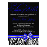 Black White Blue Zebra Graduation Invitation