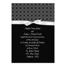 Black White Bow Invitation
