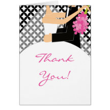 Black & White Bride & Groom Thank You Note Card