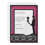 Black, White & Bright Pink Damask Wedding Invites