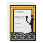 Black, White & Bright Yellow Damask Wedding Invite