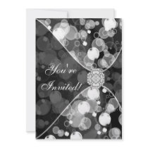 Black White Bubbles Party Invitation Template