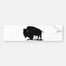 Black & White Buffalo Silhouette Bumper Stickers