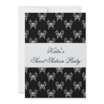 Black White Butterfly Classy Sweet Sixteen Party Invites