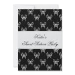 Black White Butterfly Classy Sweet Sixteen Party invitations