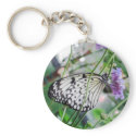 Black & White Butterfly & Flower Key Chain keychains