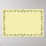Black & White Butterfly Outline Border on Yellow posters