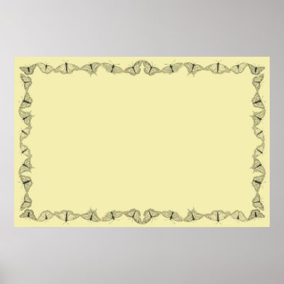Black & White Butterfly Outline Border on Yellow by robert_coyne
