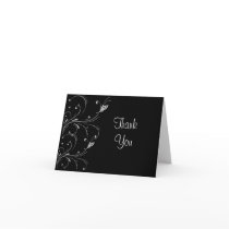Black & White Butterfly Scroll Thank You Card