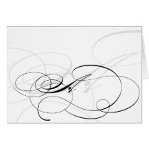 Black & White Calligraphy Initial A Monogram Cards