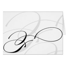 Black & White Calligraphy Initial F Monogram Cards
