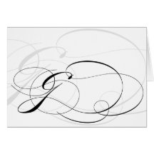Black & White Calligraphy Initial G Monogram Cards