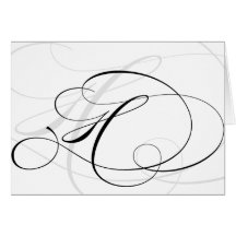 Black & White Calligraphy Initial H Monogram Cards