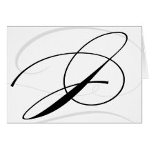 Black & White Calligraphy Initial J Monogram Cards