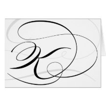 Black & White Calligraphy Initial K Monogram Cards
