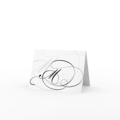 Black & White Calligraphy Initial M Monogram Cards by imagina