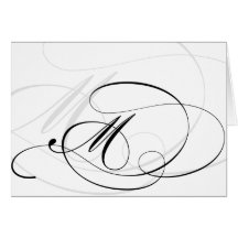 Black & White Calligraphy Initial M Monogram Cards