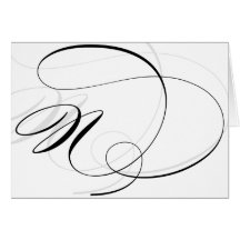 Black & White Calligraphy Initial N Monogram Cards