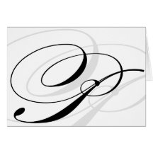 Black & White Calligraphy Initial P Monogram Cards