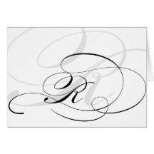 Black & White Calligraphy Initial R Monogram Cards