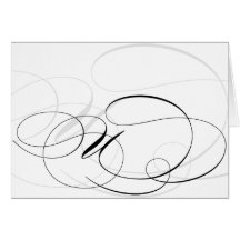 Black & White Calligraphy Initial U Monogram Cards