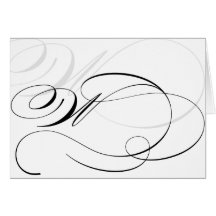 Black & White Calligraphy Initial W Monogram Cards