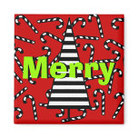 Black & White Candy Canes & Tree Refrigerator Magnet