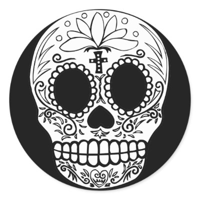 Black/White Candy Skull Stickers by jupiterkitten