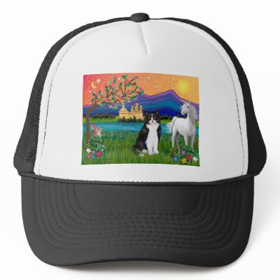 Black & White Cat - Fantasy Land Hat by catartgifts