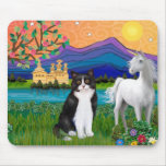 Black & White Cat - Fantasy Land Mouse Mat